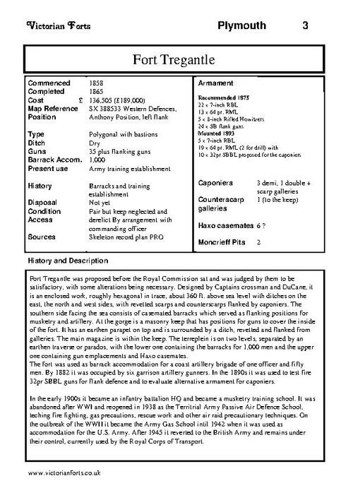 Fort Tregantle datasheet